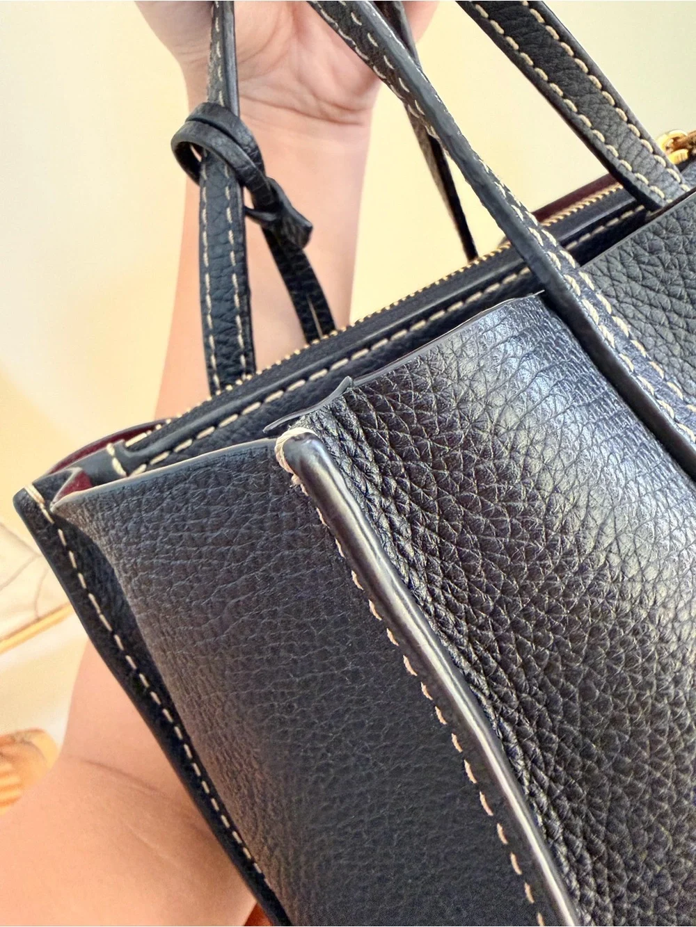 Marc Jacobs black pebbled Leather Mini Tote with Matching Wrist Wallet